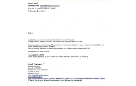 MAIL DE L'HOTEL &quot;HACIENDA&quot; 